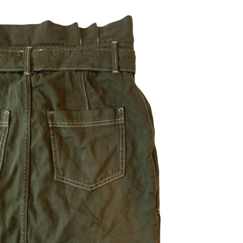 Free People  In The Grass Paper Waist Skirt Army Size 4 - Picture 8 of 14
